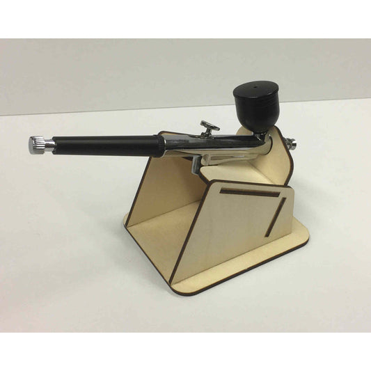 Halter für Airbrush von Holzdeko-Lasercut-Gravur, aus Holz gefertigt, zeigt den sicheren Haltebereich für Airbrush-Werkzeuge