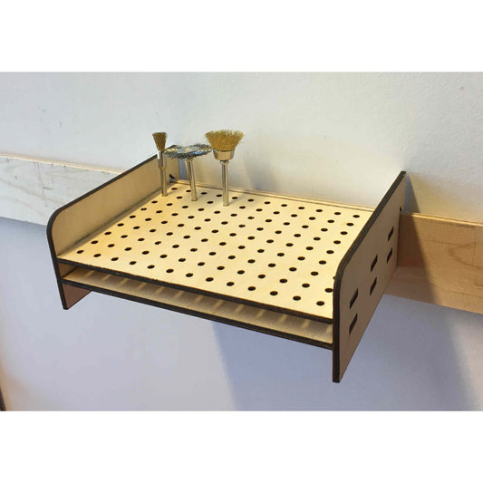 Französischer Halter für Proxxon Dremel Schleifwerkzeuge, Holzdeko-Lasercut-Gravur, aus Holz gefertigt, einfache Befestigung