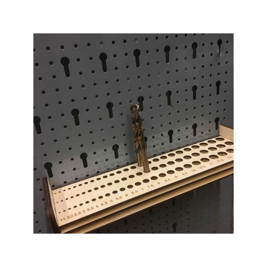 Bohrerhalter für 1-13mm Bohrer an Holzdeko-Lasercut-Gravur Lochwand, passend für Küpper Skadis Pegboard.