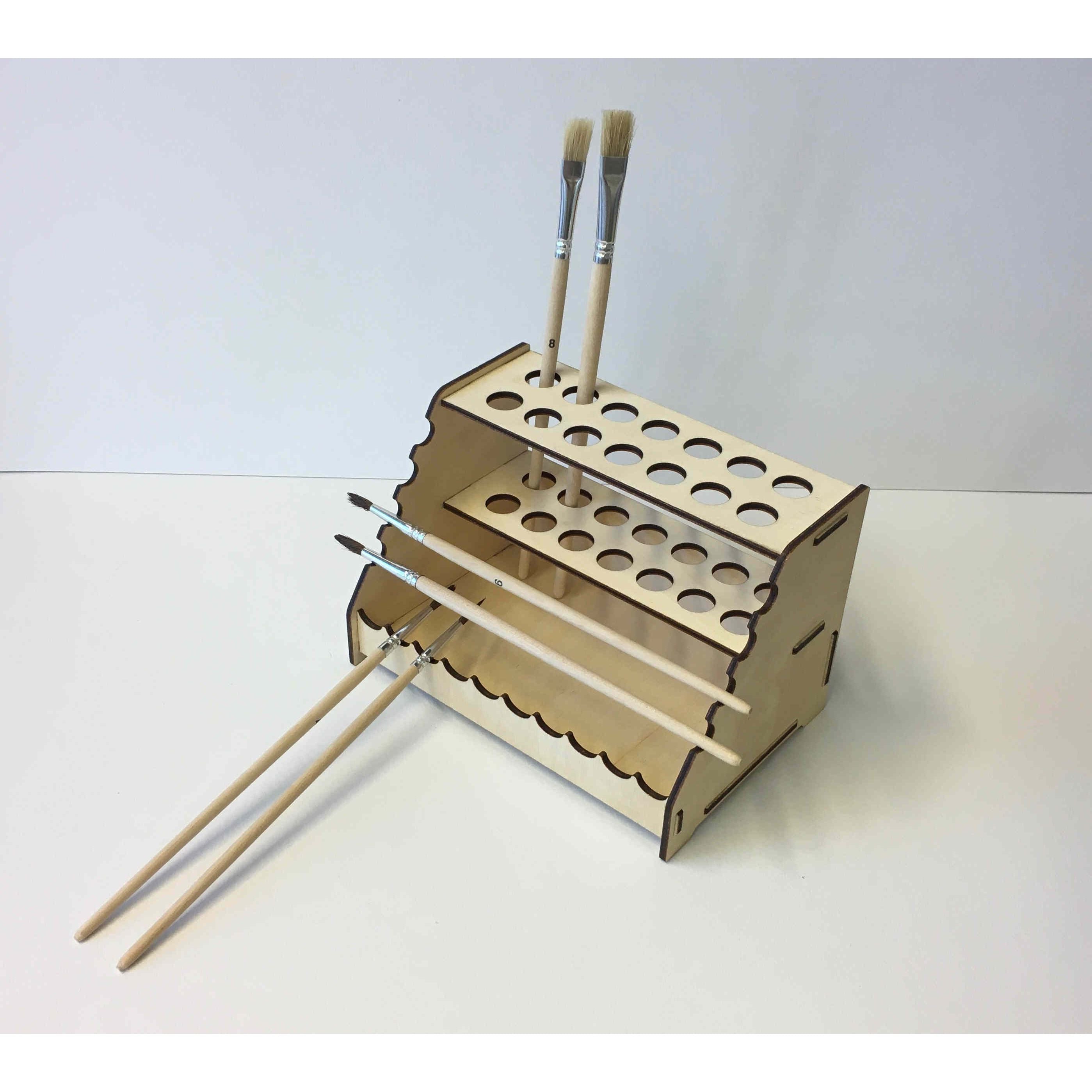 Holzdeko-Lasercut-Gravur Pinselhalter und Stiftehalter aus Holz, handgefertigter Pinsel- und Stiftekasten, dekoratives Design