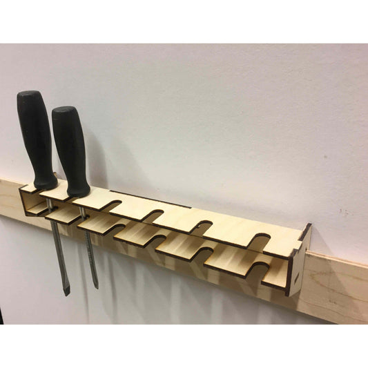 Holzdeko-Lasercut-Gravur Schraubendreher-Halter für French Cleat Wand, 6-fach, aus Holz, zur Werkzeugorganisation, sichtbare Halterung